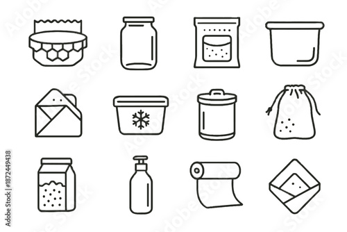 Silicone vacuum icon bag vector sealing food metal bin eco compostable film