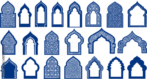 set of islamic frames shapes badges. set of Islamic Bagde. Arab frame set
