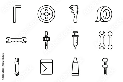 Saddle icon minimalist small mini tube tool pouch remover bike vector combo