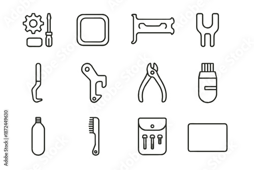 Gear bike set tool jack vector icon brake bolt minimalist cutter repair