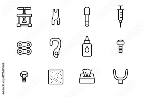 Minimalist rail prep wipes icon vector bike valve arm fluid screw fixes