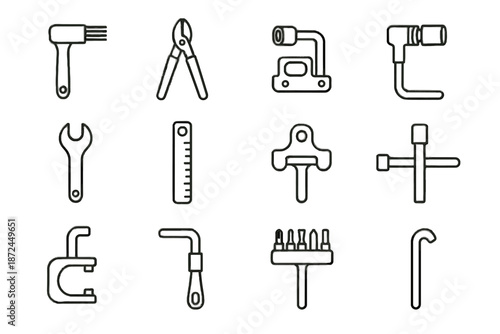 Fix hub icon alignment adapter bracket bike screw brush key minimal vector