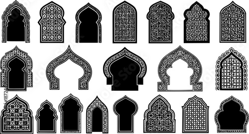 set of islamic frames shapes badges. set of Islamic Bagde. Arab frame set
