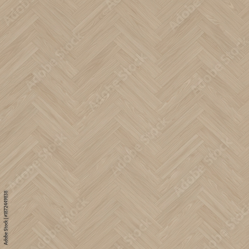 Seamless light wood parquet texture with herringbone pattern. High quality wooden floor background for interior design, architecture, and home renovation backdrop.