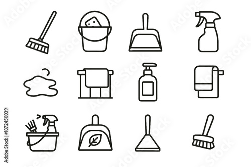 Symbol fold balcony cleaning vector icon icons tools scraper tray puddle sponge