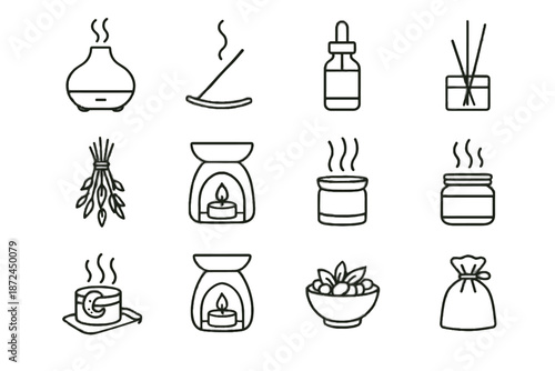 Home scent jar wax vector dried sachet open herbs melt reed icon