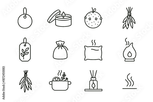 Drawer shelf pot aroma fruit icon ceramic simmer vector minimalist icons diffuser