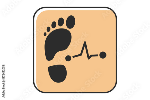 Footprint and heartbeat pulse line medical health icon