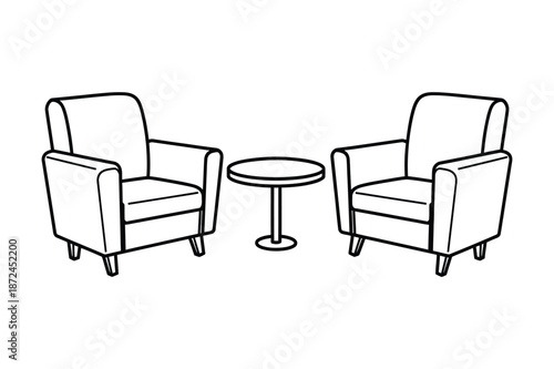 Modern Living Room Furniture Set with Armchairs and Table
