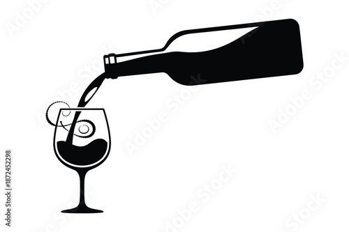 Silhouette of wine being poured from a bottle into a glass