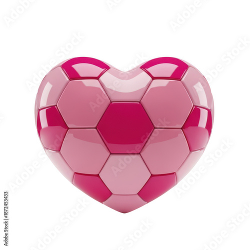 Heart-shaped soccer ball isolated on transparent background
