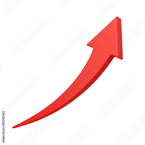 Red arrow pointing upward isolated on transparent background