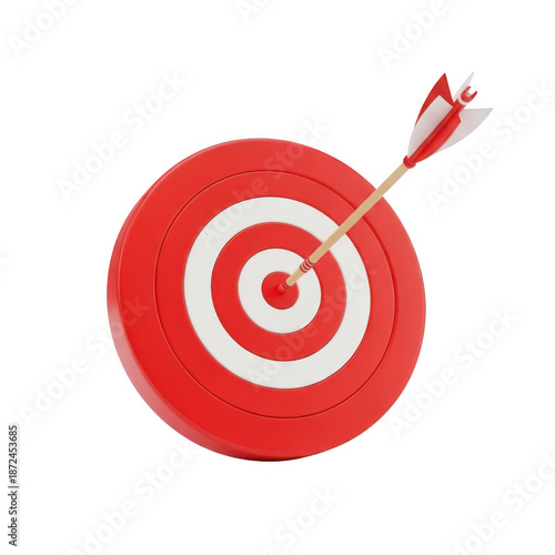 Arrow hitting the bullseye isolated on transparent background