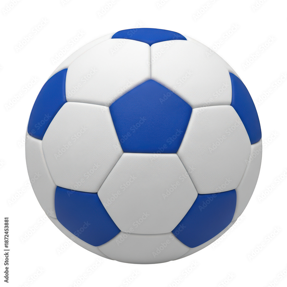 Fototapeta premium Blue and white soccer ball isolated on transparent background