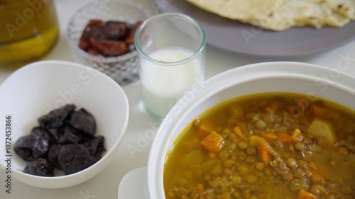iftar meal during Ramadan, top view