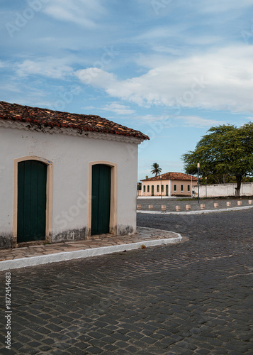 Lindas fachadas da arquitetura histórica de São Cristovão, Sergipe, Brasil