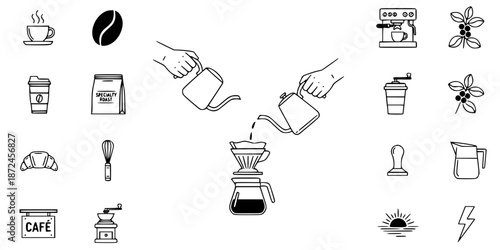 Specialty Coffee Pour Over Cafe Logo Silhouette