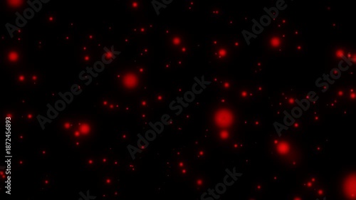 Abstract Red Particles Flowing on Black Background Dynamic Motion of Glowing Dots Digital Dust Effect Futuristic Energy Field Cosmic Sparkle Overlay Vibrant Light Elements Moving Seamlessly.
