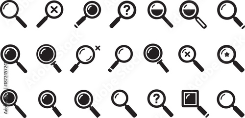 Versatile Magnifying Glass and Search Tool Interface Icon Collection