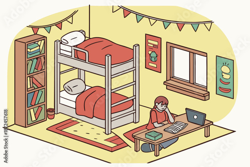 Young Person Studying in a Cozy Dorm Room
