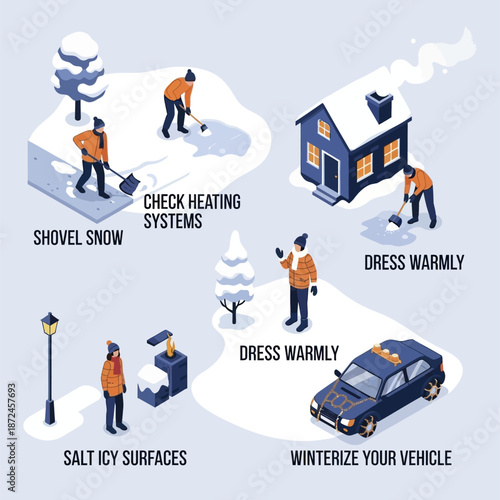 Winter Safety Tips Infographic with People.
