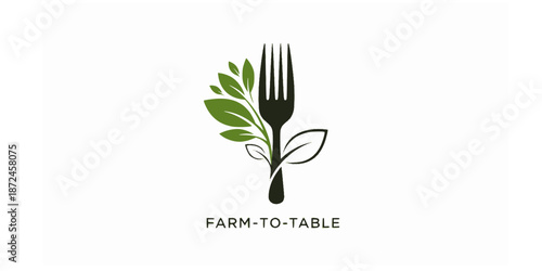 Farm to Table Sustainable Restaurant Logo Vector