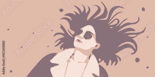 Ethereal woman with stylish hair and eye patch in pink