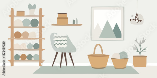 Cozy modern living room with stylish furniture and decor