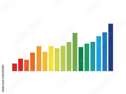 Free Download Colorful Gradient Bar Chart with Ascending Heights in Rainbow Spectrum Order - GFXLoad