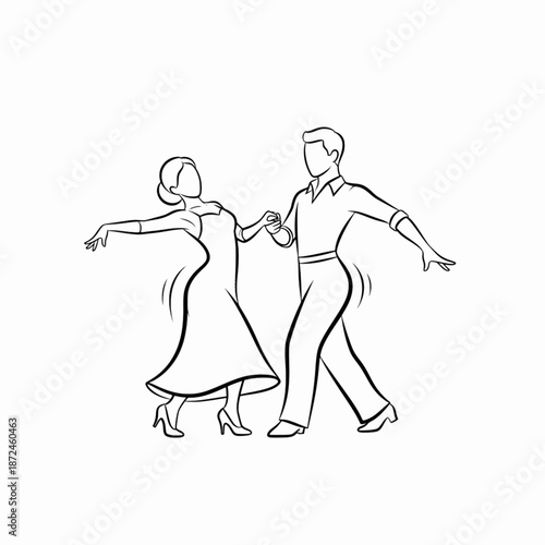 Ballroom couple in dramatic dip pose elegantly