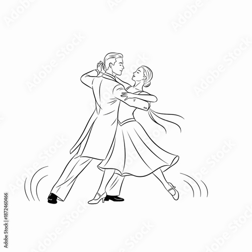 Ballroom dancers performing lift in graceful motion