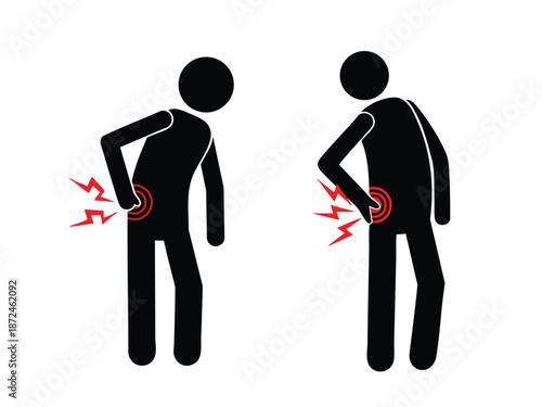 Pictogram Vector illustration of a person suffering from back pain.
