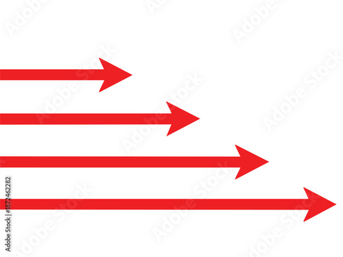 Simple red arrow moving forward vector illustration
