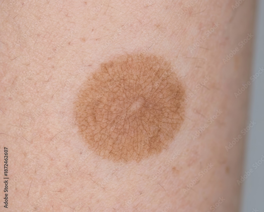 Fototapeta premium Close-up view of a skin mole on a human arm highlighting potential melanoma concerns