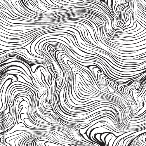 Grunge Urban Background Texture Vector. Dust Swirled and curled stripes and brush strokes texture. Marble or acrylic artwork imitation. Cool and swirly background. Abstract vector illustration. Black 