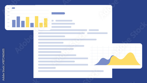 Business Analytics Report Dashboard with Charts Data Visualization Illustration