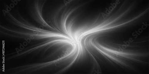 Smooth black and white abstract fractal background featuring a blue silk wave pattern with flowing smoke textures and soft satin curves in a motion design backdrop