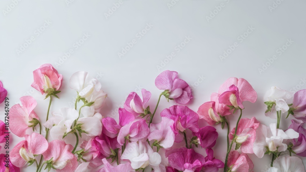 Obraz premium Sweet Pea Flowers Border