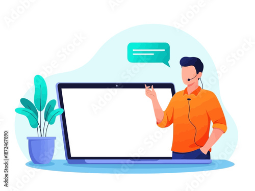 Woman standing on city skyscrapers holding tennis racket in hand confidently