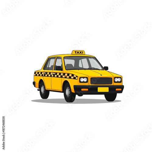 Classic Yellow Taxi Car Illustration - A Vintage City Transportation Vehicle