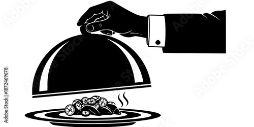 Fine Dining Luxury Cloche Restaurant Logo Icon