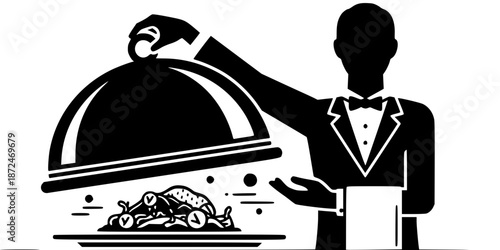 Fine Dining Luxury Cloche Restaurant Logo Icon