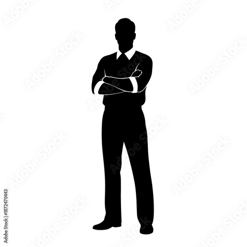 Silhouette of a man standing with arms crossed.