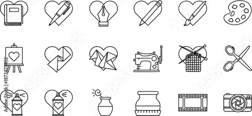Love themed icon set for valentine's day