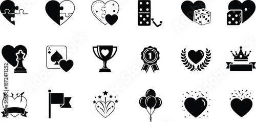 Love celebration icon set