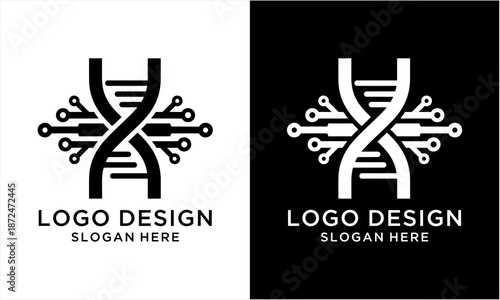 DNA circuit board logo design for biotechnology and digital health.