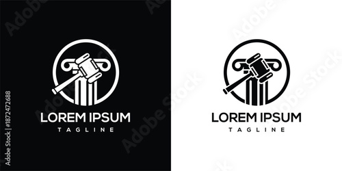 Column Logo Design Template on Black and White Backgrounds