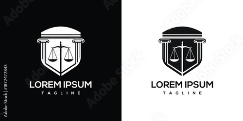 Justice symbol illustration on contrasting backgrounds showcasing balance and harmony in a graphic design