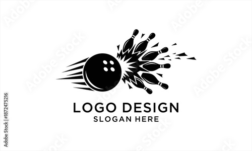 Dynamic bowling ball striking pins with explosive impact, creating a powerful and exciting visual.