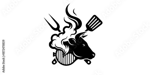 Gourmet Steakhouse BBQ Grill Logo Silhouette
